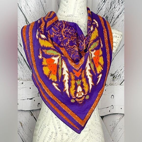 Axcess 100% cotton floral & geometric scarf Made in Italy - Picture 2 of 5
